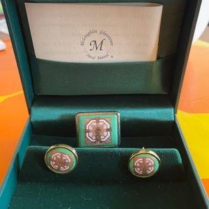 McLaughlin Glazeware Art Deco earrings and pin/pendant